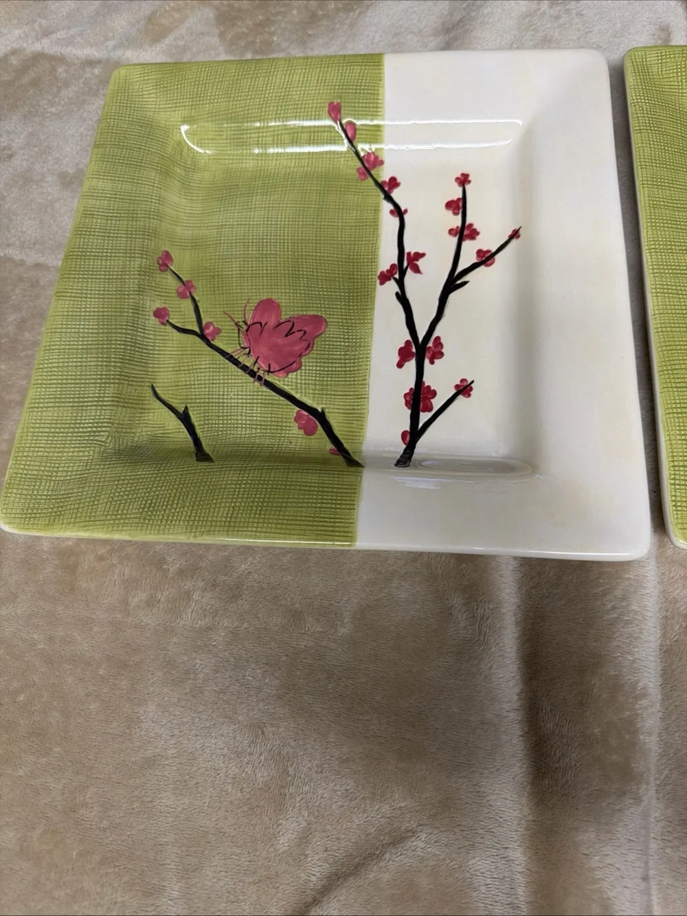 Pier 1 Vtg Sample Porcelain Square Ceramic Serving Plates - Set of 2